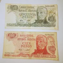 Comprar 2 Billetes Argentina 50\u002F100 Pesos Ley 18188 Vf