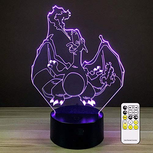 Lampara Luz Nocturna 3d Ilusion Optica Lobo Control Remoto 7