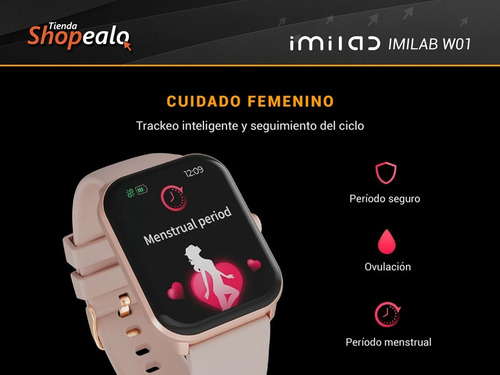 Imagen 6 de 9 de Smartwatch Reloj Inteligente Imilab W01 Color Rosa Spo2 -*