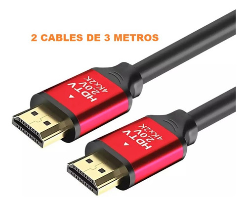 2 Unidades Cable Hdmi 4k 3 Metros  Hdtv Versión 2.0 4k X 2k 