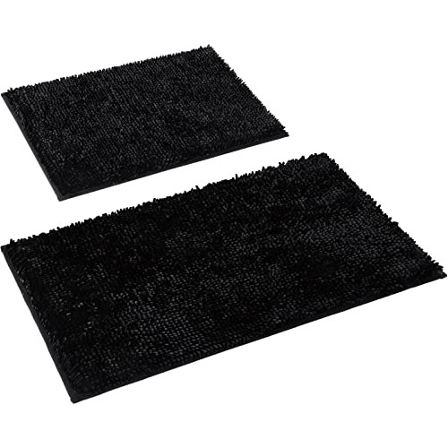 Juego De Alfombras De Baño Negras, 2 Piezas, Juego De ...