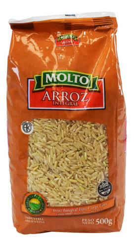 Imagen 3 de 9 de Arroz Integral Molto Largo Fino 500g Libre Gluten Pack X12