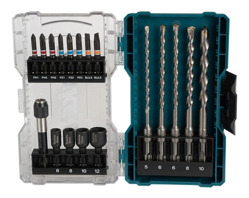 Set Brocas Sds Plus, Puntas Y Dados 18 Pcs E-07026 Makita