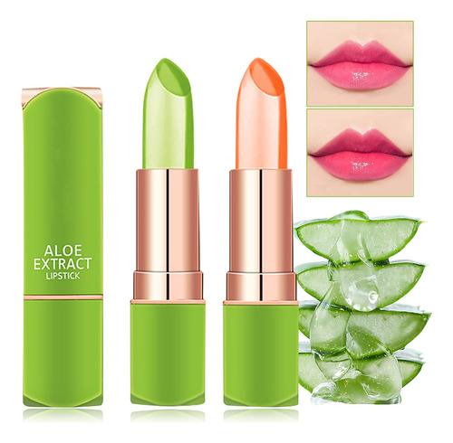 Fusang 2 Lápices Labiales De Aloe Vera Que Cambia De Color.