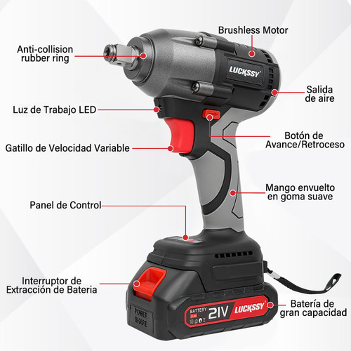 Llave De Impacto Sin Escobillas+Juego De Herramientas 2pilas