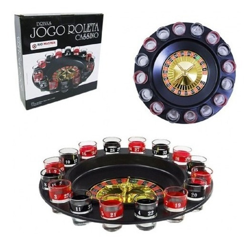 Imagem 3 de 3 de Jogo De Roleta Drink Shot 16 Copos Vidro Bebida Cassino