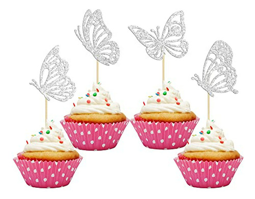 36 Piezas De Adornos Para Cupcakes De Mariposa, Con Purpurin