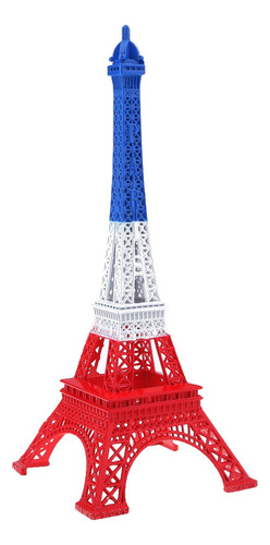 Figura Estatua De La Torre Eiffel Azul Blanco Rojo 25cm