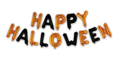 Globos Happy Halloween  Letras 40cm  Negras-naranja X1 Frase