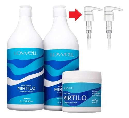 Kit Lowell Extrato Mirtilo Profissional 3x1 Shamp-cond-masc