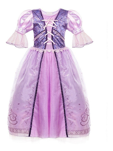 Vestido Fantasia Infantil Princesa Rapunzel Luxo Enrolados