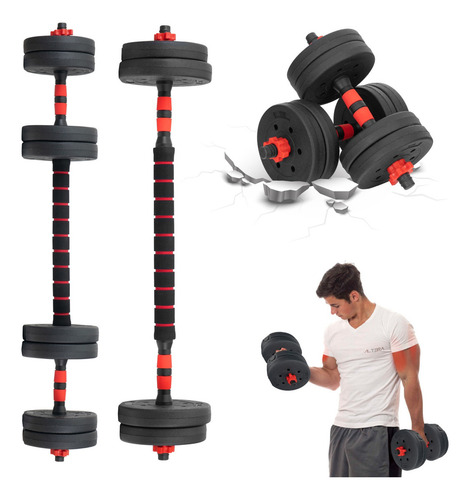 Mancuernas Ajustables Altera 15kg Set De Pesas Ejercicios Color Rojo
