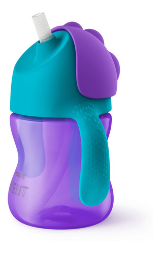 Imagen 2 de 2 de Vaso para bebés con aza antiderrame Philips Avent Straw Cup SCF796 con sorbete color violeta 1 unidad de 200mL