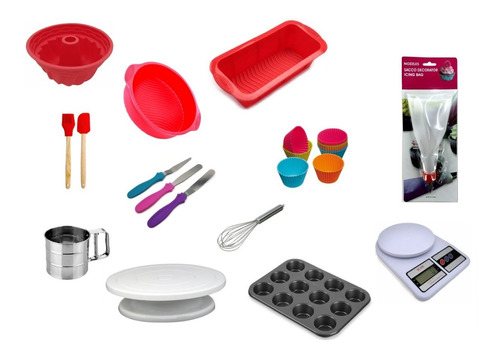 Set X 31 Pz Reposteria Muffinera Plato Balanza Mode Silicona