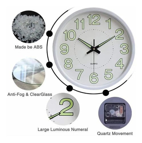 Imagen 6 de 10 de Reloj De Pared, 12 In 30 Cm Moderno Luminoso Digital Reloj