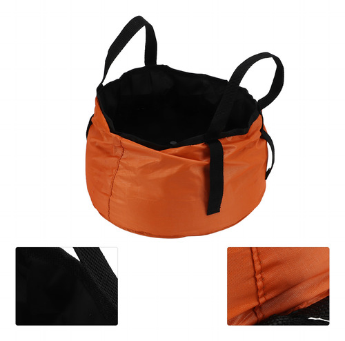 Lavabo Plegable Naranja Con Asa De Cubo Plegable Portátil