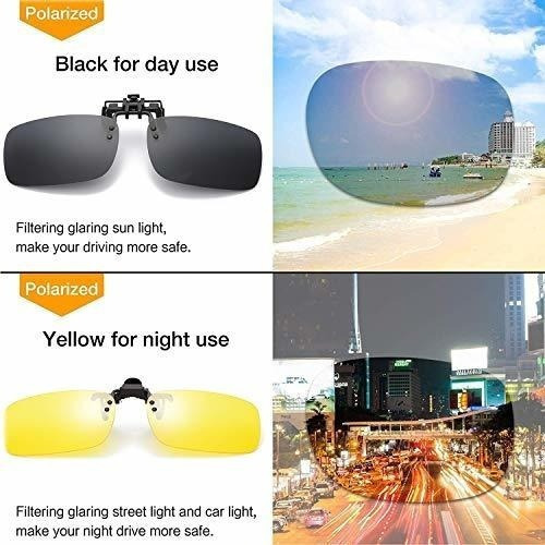 Gafas De Sol Polarizadas Con Clip Y Lentes Rectangulares Par 