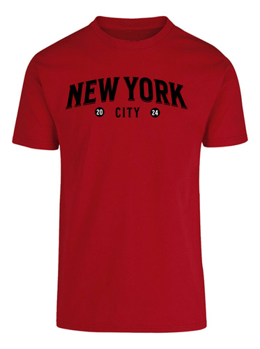 Playera De Hombre Estampado New York City Letras Casual