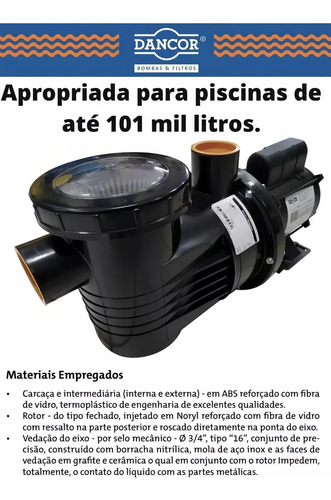 Bomba Dancor Piscina Pf 17w 1/2cv Weg Bifasico 110/220