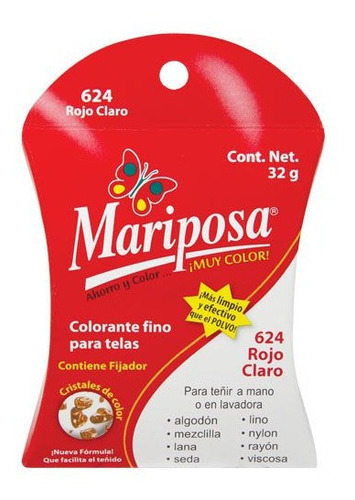 Colorante Telas Mariposa Tye Dye Rojo Claro (50pz)