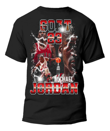 Playera Negra Estampado Mj Nba 100% Algodón 03