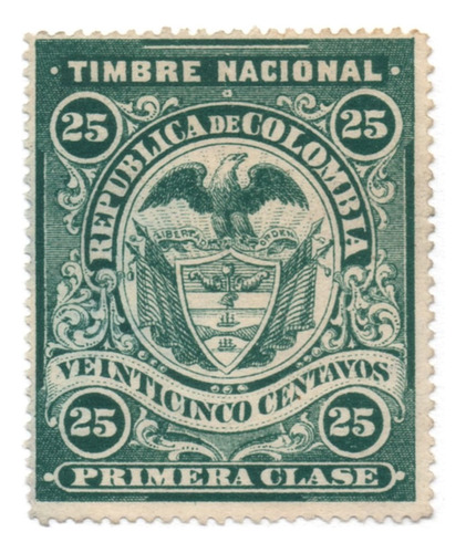 Estampilla De Timbre 25 Centavos 1887 Nueva