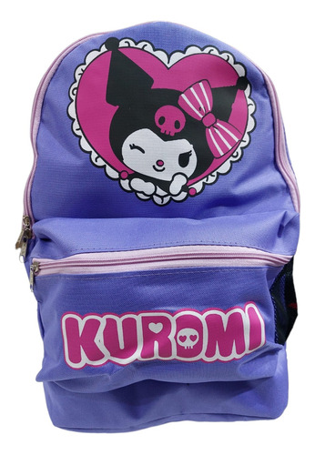 Mochila Kuromi Hello Kitty Lila Kawaii Escolar