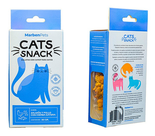 Galletas Cats Snack De Catnip Sabor Salmón Y Pollo 80 Gramos