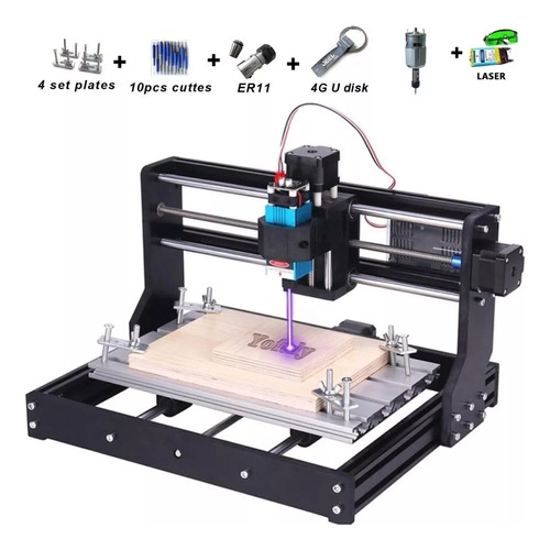 Mini Cnc Router 3018 Pro + Laser 40w Grabado Y Corte Mdf Igv