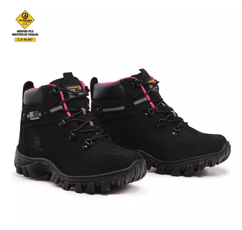 Coturno Bota Caterpillar PVC Cano Curto Preto Palmilha Anatômica Gel Preto