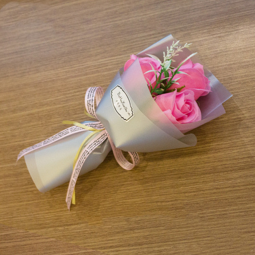 Simulação De Buquê Pink 3 Soap Roses Flower Chinese