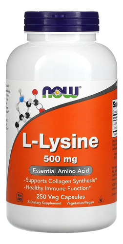 L Lysina 500 Mg Aminoacido Esencial 250 Cap
