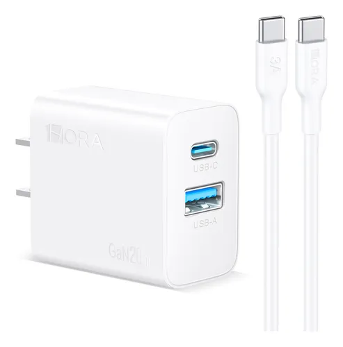 GaN Cargador Carga Rápida 20w 2 En 1 Salida Dual USB-C & USB Port...