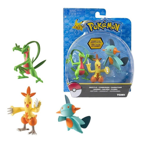 Figuras Pokémon Grovyle-combusken-marshtomp 8cm Tomy Orig.