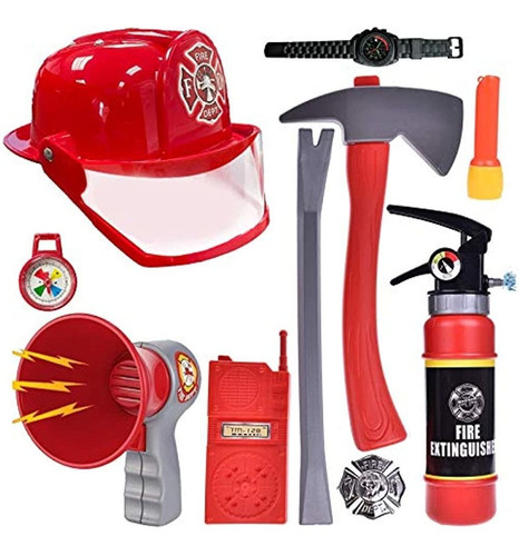 Liberty Imports 10 Pcs Fireman Gear Firefighter Costume Role