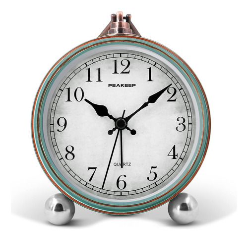 Peakeep - Reloj Despertador Analógico Retro 4  A Baterías, P