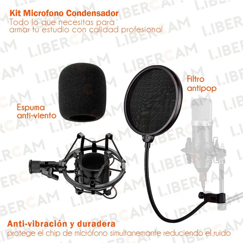 Kit Microfono Condenser Profesional Con Brazo + Filtro Araña
