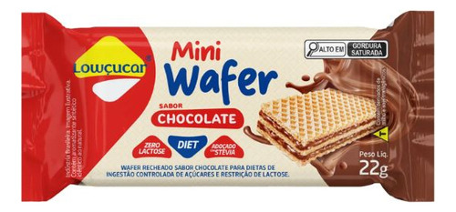 Biscoito Mini Wafer Zero Açúcar Lowçucar Chocolate 22g