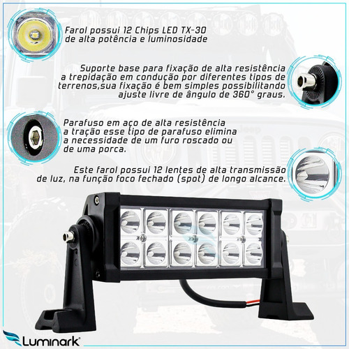 Imagem 2 de 6 de Par Farol Aux 400mt Led 2x 36w Milha Off Road Troller