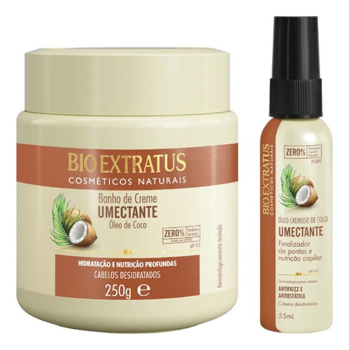 Kit Umectante 1 Banho Creme 250ml 1 Óleo Coco Cremoso 55ml