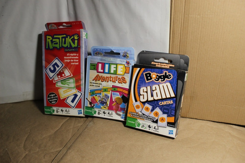 Set Cartas Juegos Mesa Hasbro Boggle Slam + Ratuki + Life (Usado)