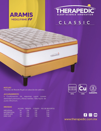 Colchón King Size Therapedic Ortopédico + 2 Almohadas Memory