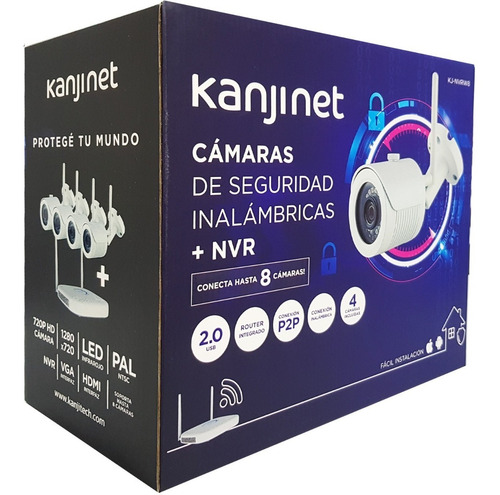 Imagen 7 de 10 de Kit Seguridad Inalambrico Nvr Kanji 4 Cam 8 Ch 720p P2p Wifi