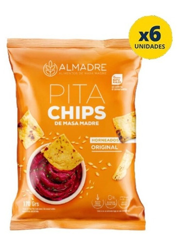 Snack Masa Madre Pita Chips Almadre Sabor Original 170g X6