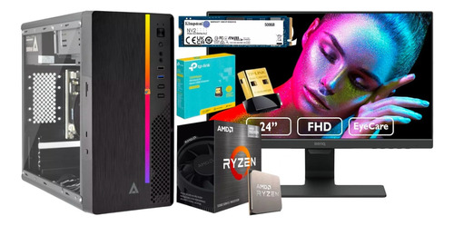 Pc Gamer Cpu Amd Ryzen 5600g Ram 16gb Ddr4 500gb Con Monitor