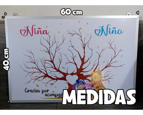 Cuadro Para Revelación De Genero Árbol Pooh 40x60cm -e