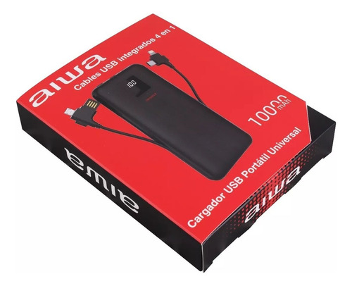 Cargador Portátil Aiwa 10.000 Usb 4 En 1 Universal Paw-230