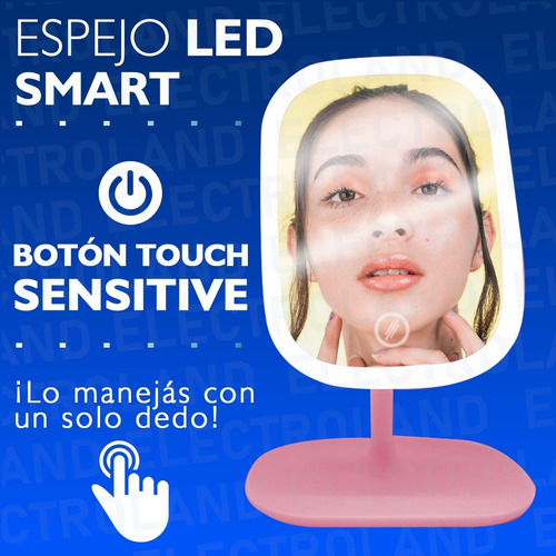 Espejo Luz Led Smart Táctil Armable Usb Porta Accesorio