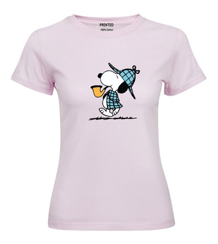 Polera Estampada Mujer Snoopy Sherlock