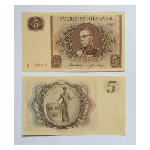 Billetes Mundiales : Suecia 5 Coronas 1955 O 1956 Au / Unc